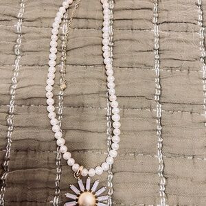 Kendra Scott Pearl and Gold Sunburst Necklace
